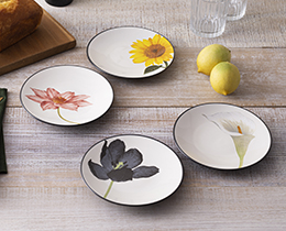 Noritake Colorwave Graphite Set of 4 Floral Mini Plates