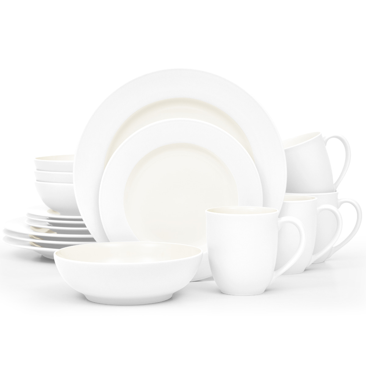 Noritake Colorwave White 16-Piece Rim Dinnerware Set, Service for 4