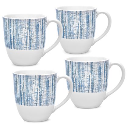 Blue Weave Mugs, 12 oz, Set of 4