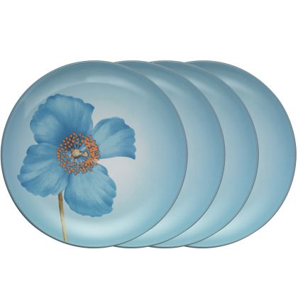 Accent/Luncheon Plate, Floral, 8 1/4" (Blue Poppy), Set of 4