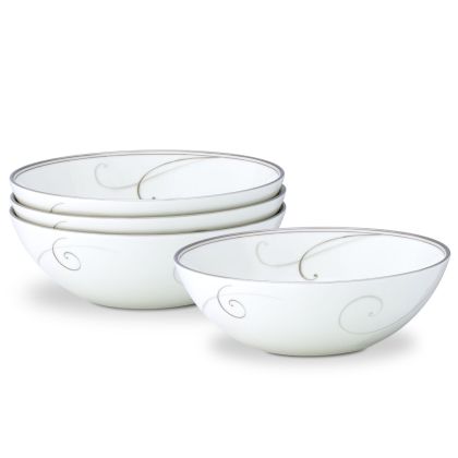 Noritake Platinum Wave Set of 4 Coupe Soup/Cereal Bowls