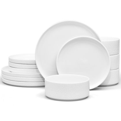 Noritakeホワイトディナー皿12枚セットレストラン仕様 Noritake ColorTex Stone White 12-Piece Dinnerware Set, Service for 4