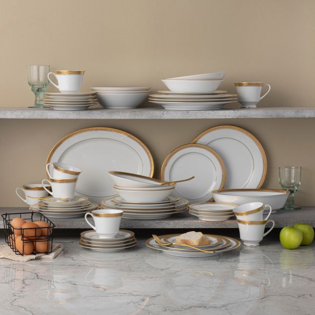 Noritake Crestwood Gold 50-Piece Dinner Dinnerware Set, Service