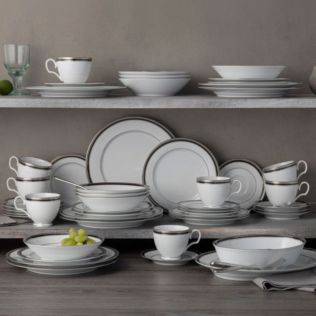 Noritake Austin Platinum 50-Piece Dinner Dinnerware Set, Service for 8