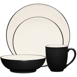 【値下げ⭐︎】Noritake シルクロード 16点セット Noritake ColorStax Stripe Black 16-Piece Dinnerware Set, Service for 4