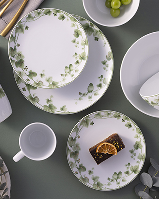 Ivy Whisper White Porcelain Dinnerware Collection